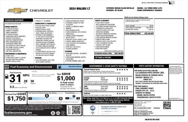 used 2024 Chevrolet Malibu car, priced at $17,499