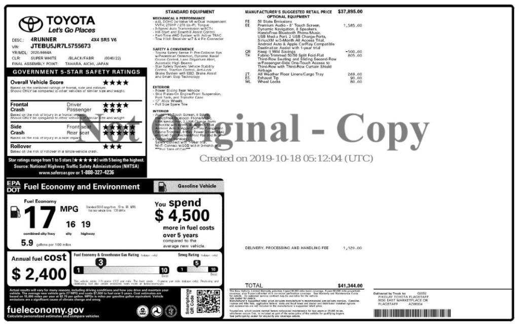 used 2020 Toyota 4Runner car, priced at $21,899