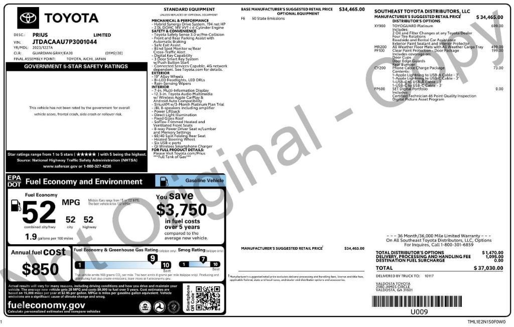 used 2023 Toyota Prius car, priced at $26,499