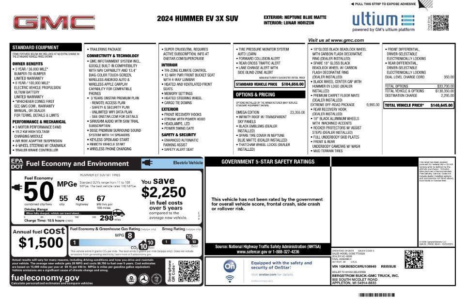 used 2024 GMC HUMMER EV car, priced at $137,899