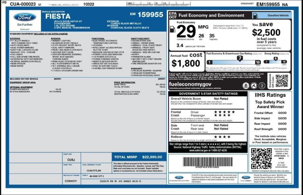 used 2014 Ford Fiesta car, priced at $8,399