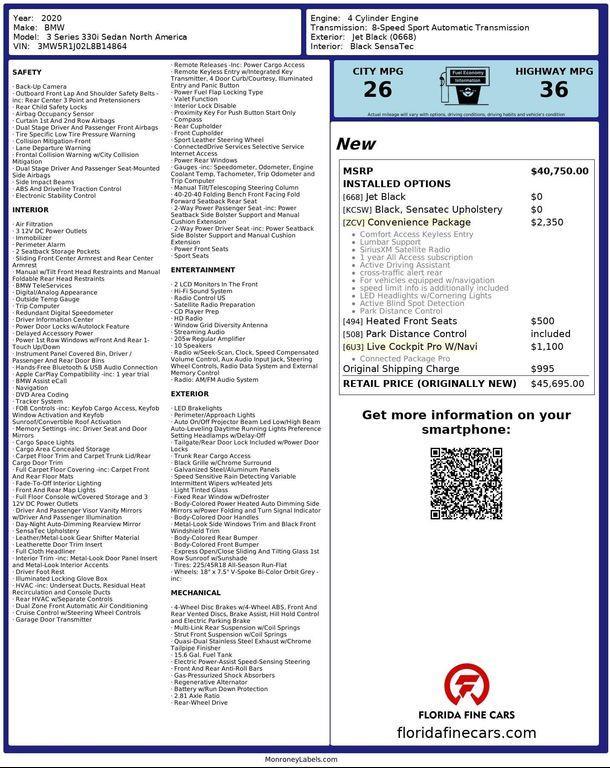 used 2020 BMW 330 car, priced at $13,499