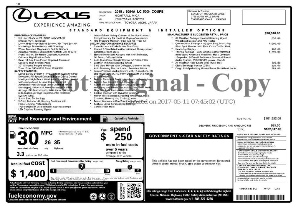 used 2018 Lexus LC 500h car, priced at $46,799