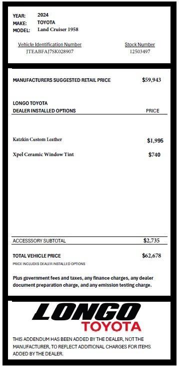 new 2025 Toyota Land Cruiser car, priced at $59,943