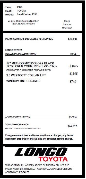 new 2025 Toyota Land Cruiser car, priced at $59,943