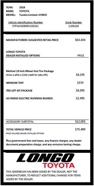 new 2024 Toyota Tundra car, priced at $63,434