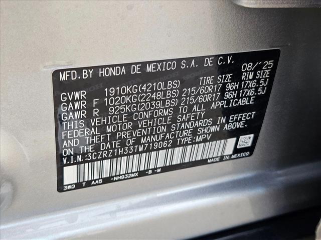 new 2026 Honda HR-V car, priced at $26,650