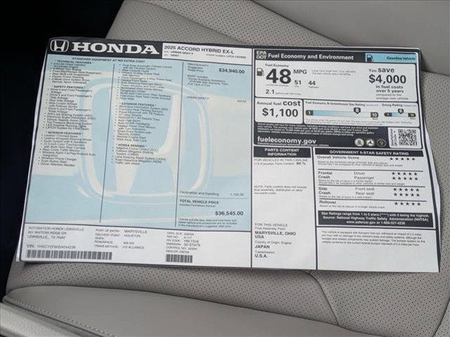new 2025 Honda Accord Hybrid car, priced at $34,804