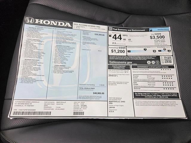 new 2025 Honda Accord Hybrid car, priced at $38,152