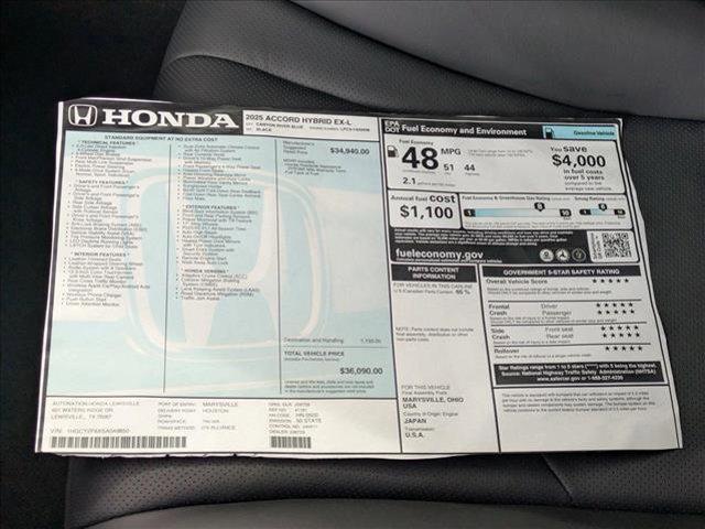 new 2025 Honda Accord Hybrid car, priced at $34,373