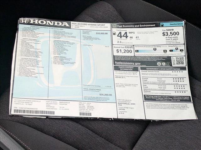 new 2025 Honda Accord Hybrid car, priced at $33,755