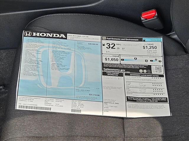 new 2025 Honda Accord car, priced at $30,374