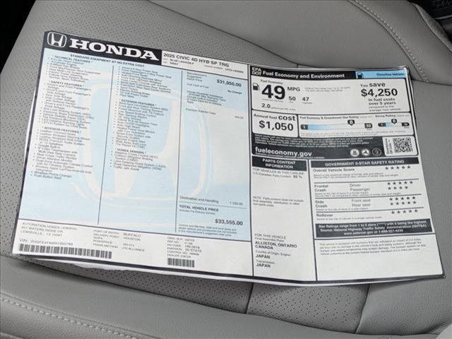 new 2025 Honda Civic Hybrid car, priced at $31,653