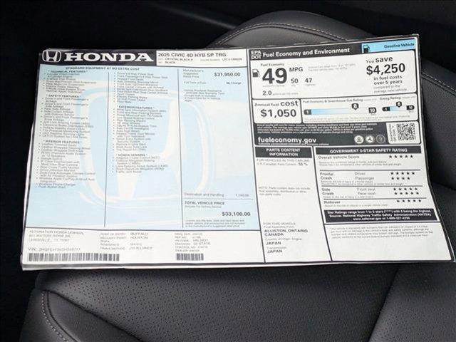 new 2025 Honda Civic Hybrid car, priced at $31,219