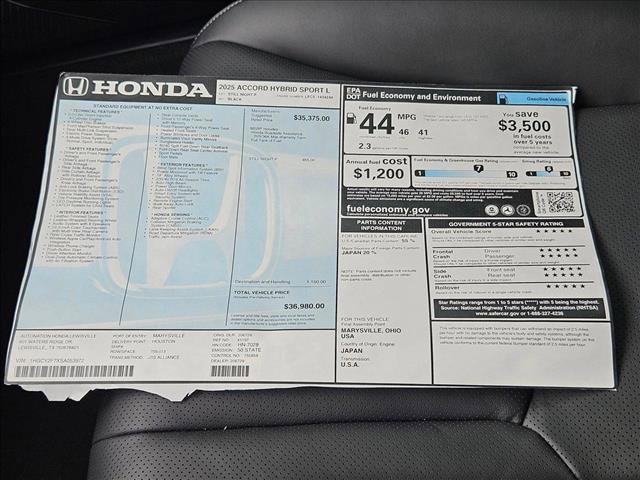 new 2025 Honda Accord Hybrid car, priced at $35,217
