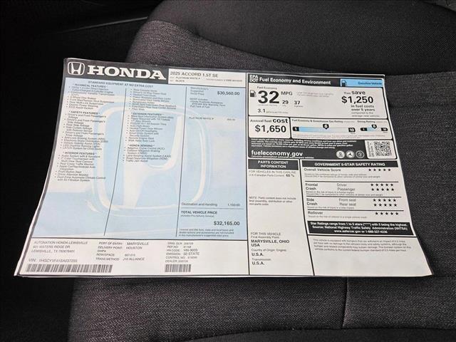 new 2025 Honda Accord car, priced at $30,805