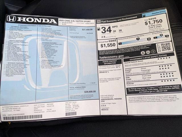 new 2025 Honda Civic car, priced at $27,410