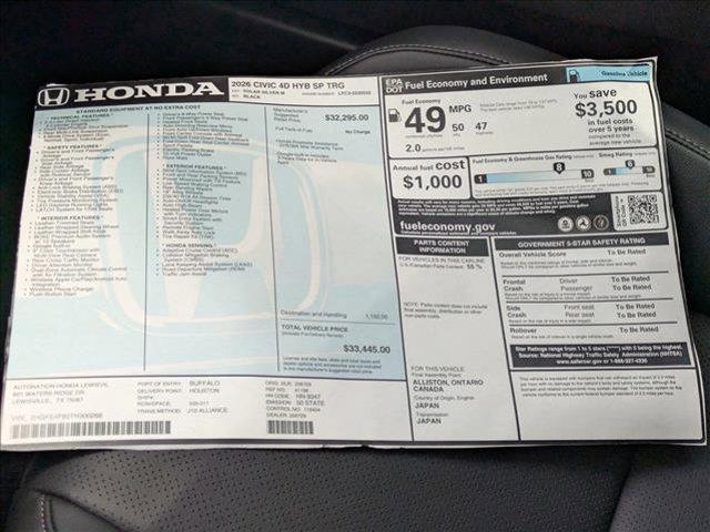 new 2026 Honda Civic Hybrid car, priced at $33,445