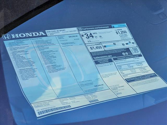 new 2026 Honda Civic car, priced at $27,074