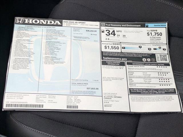 new 2025 Honda Civic car, priced at $26,700
