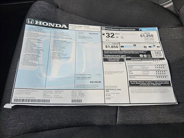 new 2025 Honda Accord car, priced at $30,805