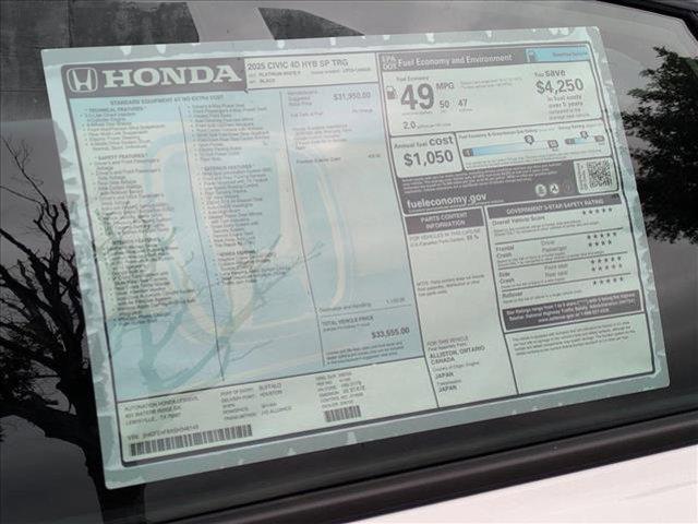 new 2025 Honda Civic Hybrid car, priced at $31,653
