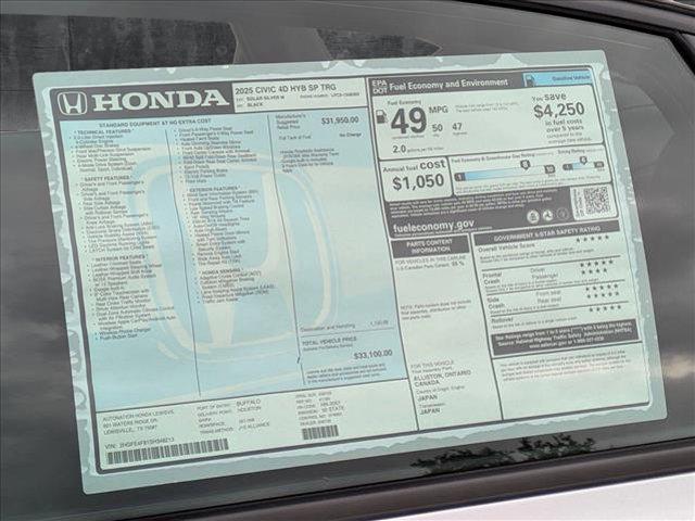 new 2025 Honda Civic Hybrid car, priced at $31,219