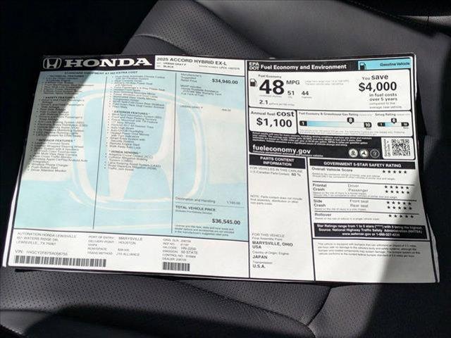 new 2025 Honda Accord Hybrid car, priced at $34,804