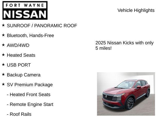 new 2025 Nissan Kicks car, priced at $24,179