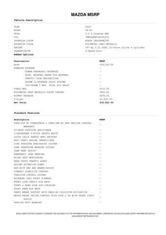 new 2025 Mazda CX-50 car, priced at $34,681