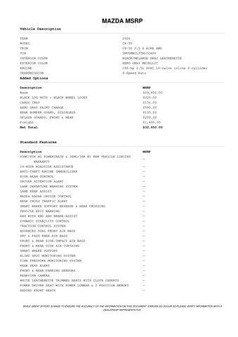 new 2026 Mazda CX-30 car, priced at $31,694