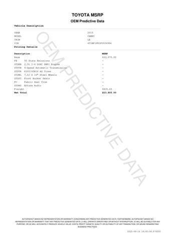 used 2015 Toyota Camry car, priced at $10,500