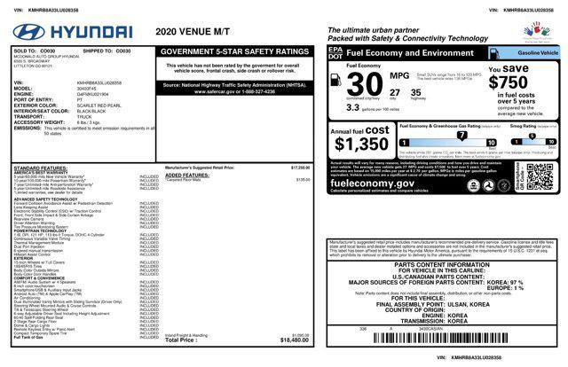 used 2020 Hyundai Venue car, priced at $14,873