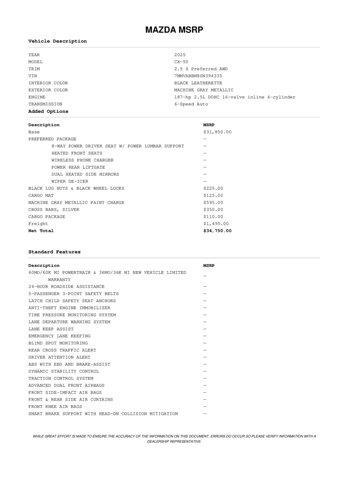 new 2025 Mazda CX-50 car, priced at $32,627