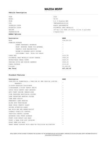 new 2025 Mazda CX-50 car, priced at $34,909