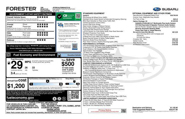 used 2022 Subaru Forester car, priced at $28,487