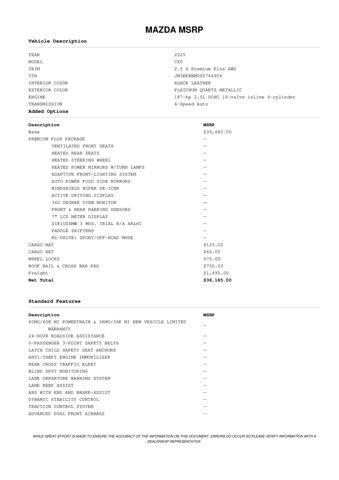 new 2025 Mazda CX-5 car, priced at $37,091