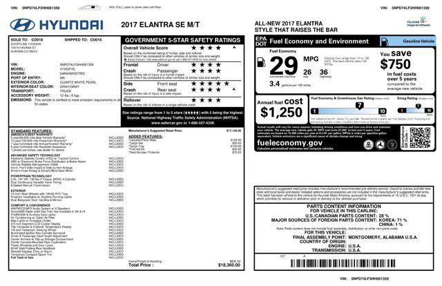 used 2017 Hyundai Elantra car, priced at $8,900