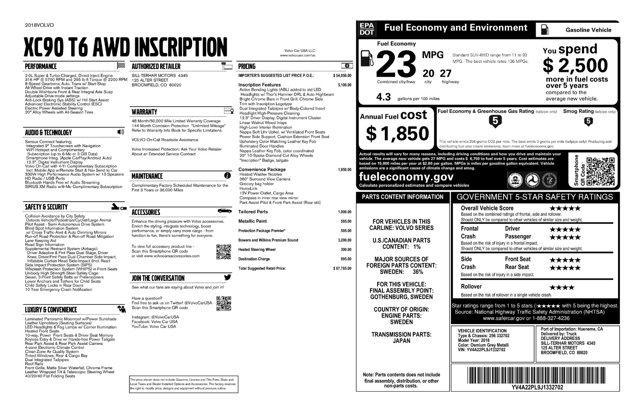 used 2018 Volvo XC90 car, priced at $20,964