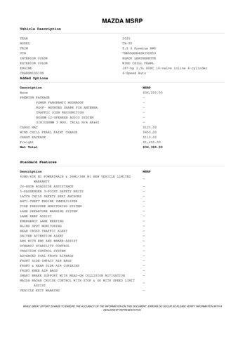 new 2025 Mazda CX-50 car, priced at $34,329