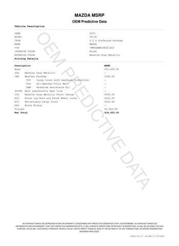 new 2025 Mazda CX-50 car, priced at $33,027