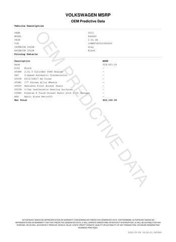 used 2012 Volkswagen Passat car, priced at $7,600