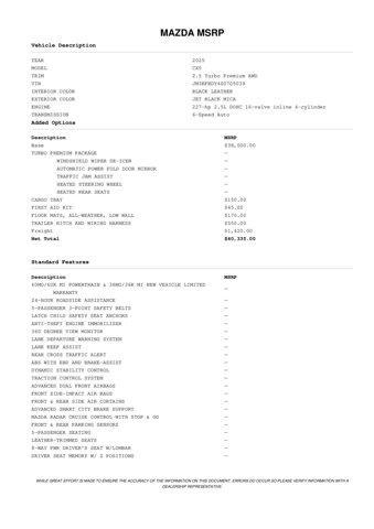 new 2025 Mazda CX-5 car, priced at $39,277