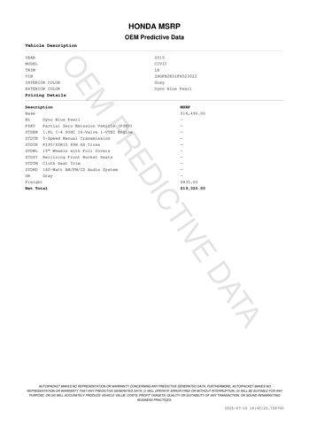 used 2015 Honda Civic car, priced at $16,900