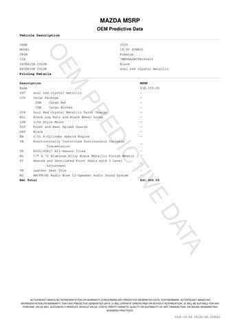 new 2026 Mazda CX-50 Hybrid car, priced at $41,400