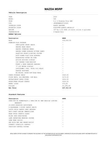 new 2025 Mazda CX-5 car, priced at $36,826