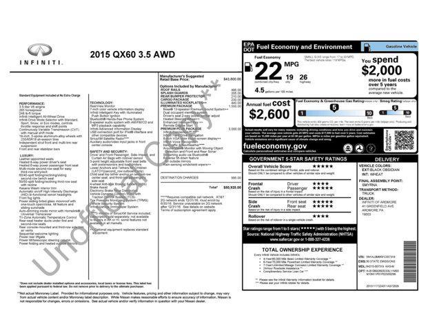 used 2015 INFINITI QX60 car, priced at $10,900