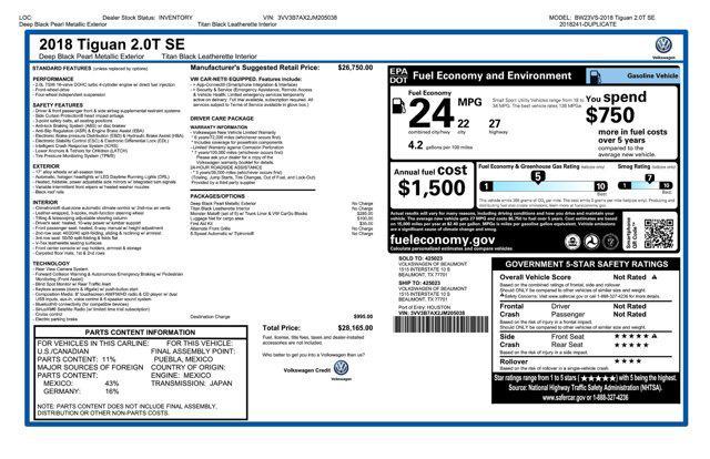 used 2018 Volkswagen Tiguan car, priced at $14,671