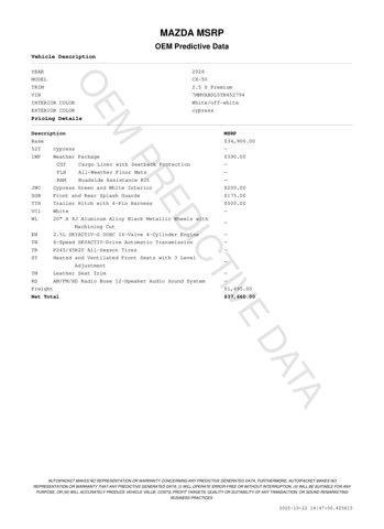 new 2026 Mazda CX-50 car, priced at $37,660