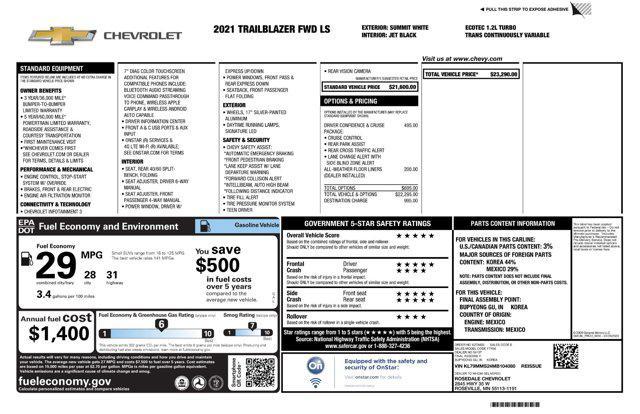 used 2021 Chevrolet TrailBlazer car, priced at $19,479